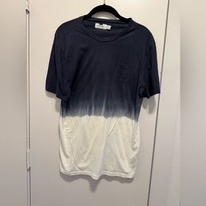 Topman Men’s T-Shirt Small Blue White Dip Dye Ombre Graphic Short Sleeve NWOT